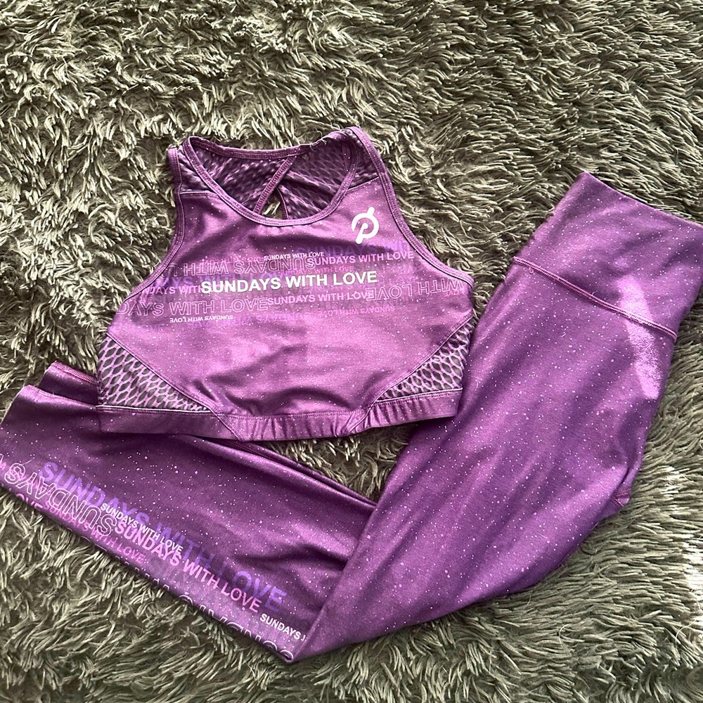 Peloton Sundays with Love sports bra and legging set - size Large
